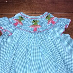 Toadstool Mushroom Frog Embroidered Smocked Summer Spring Dress 24 month